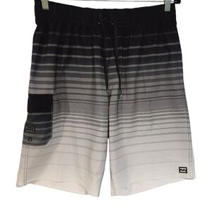Billabong All Day Striped Pro Board Shorts Lines Swimming Trunks Grey Ombre sz M